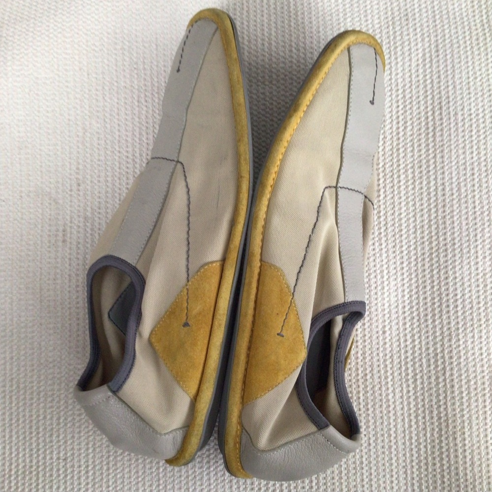 Prada Men or Women Beige and Mustard Slip-Ons. RUC - Picture 3 of 9